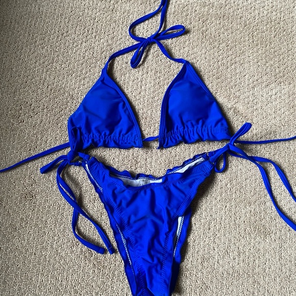Blue Ruched Bikini Set - Picture 2 of 4